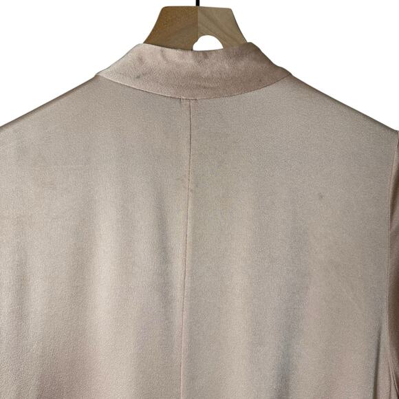 Zara Blush Knotted Satin Midi Dress Plunging Neckline Leg Slit Button Collar, S - Picture 13 of 15